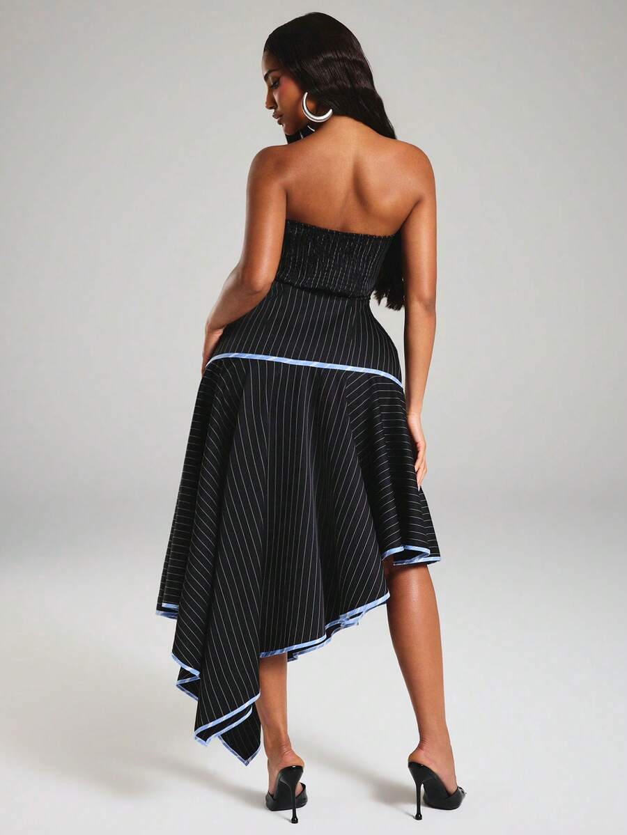 Pinstripe Corset Handkerchief Dress - view 2