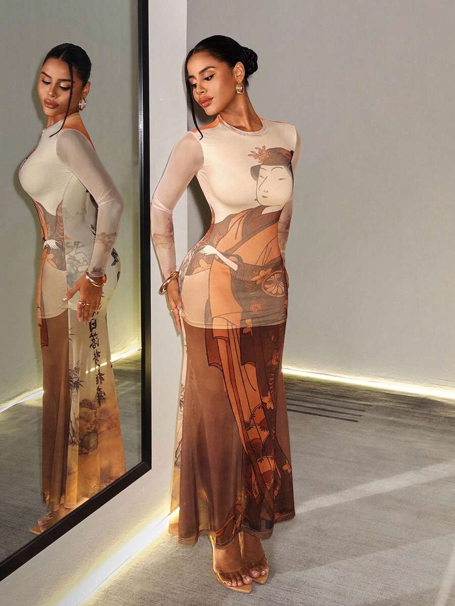 Poetry Muse Graphic Maxi Dress — SHEIN view 6