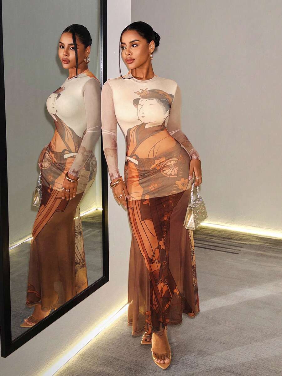 Poetry Muse Graphic Maxi Dress — SHEIN view 8