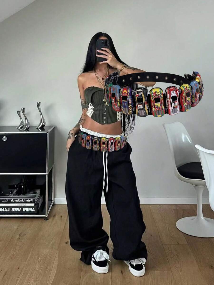 Racing Patchwork Needle-Buckle Belt - view 5