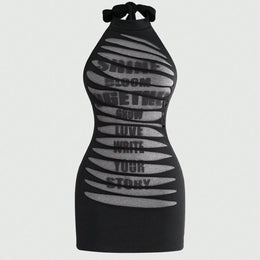 Riot Script Tie-Dye Halter Mini Dress print and waist detail