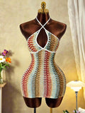Sandstone Cross-Tie Knit Mini Dress — SHEIN view 1