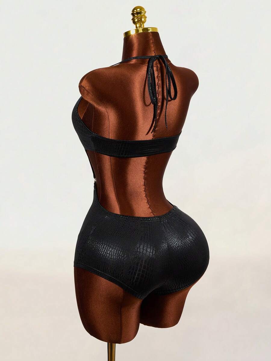 Serpent Ring Cutout Bodysuit — SHEIN view 3