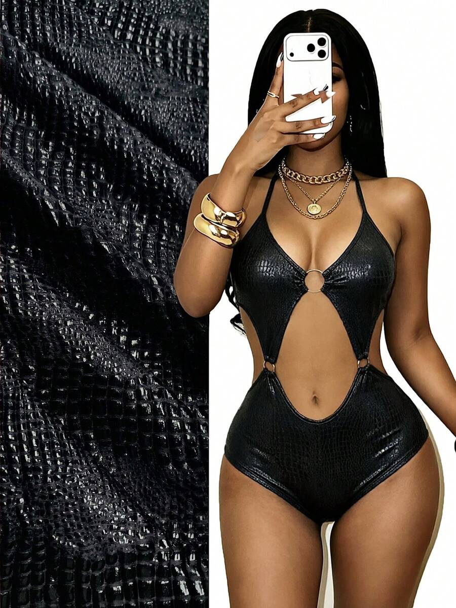 Serpent Ring Cutout Bodysuit — SHEIN view 4