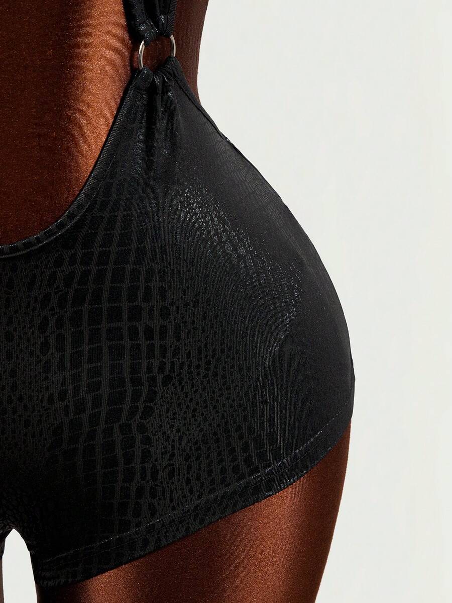 Serpent Ring Cutout Bodysuit — SHEIN view 9
