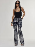 Silver-Foil Low-Rise Flare Jeans front view