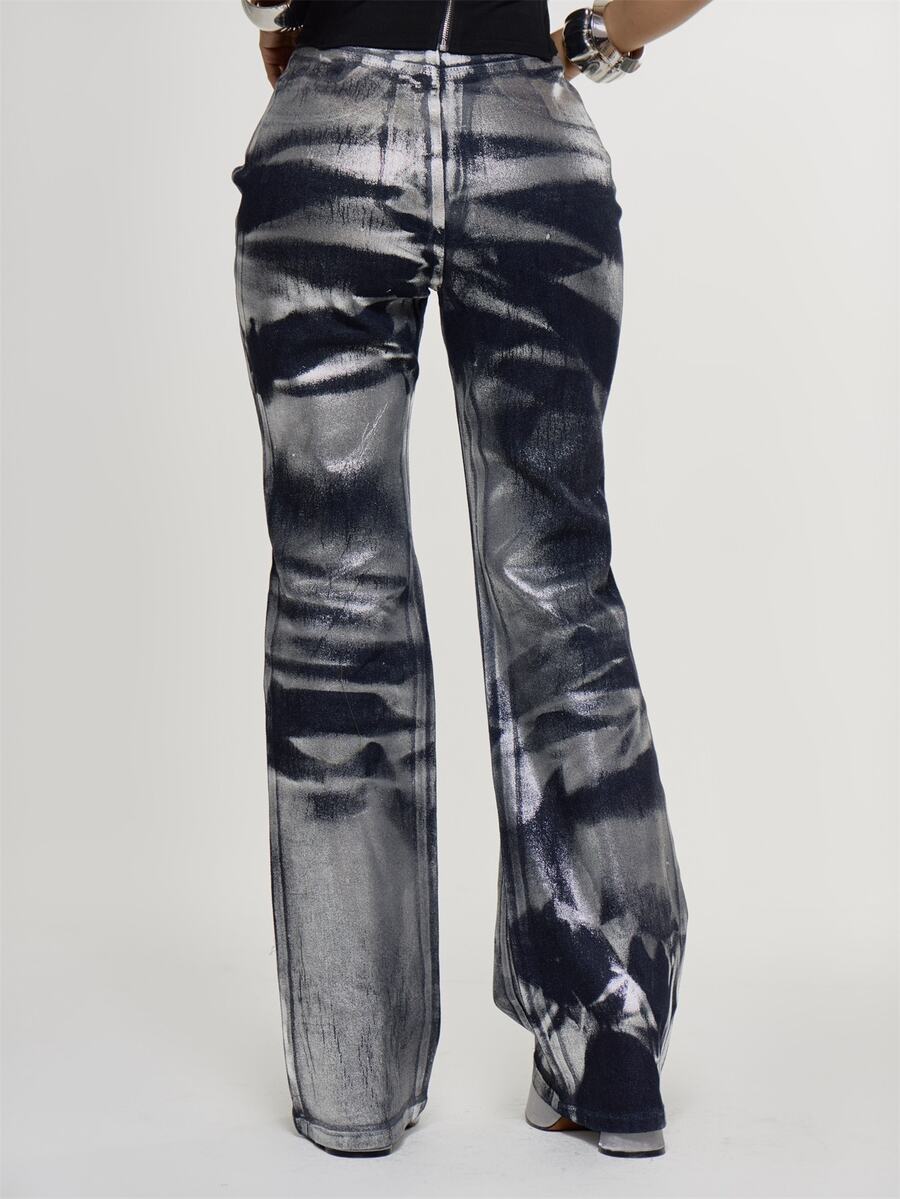 Silver-Foil Low-Rise Flare Jeans detail view