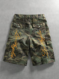 Washed Camo Denim Shorts — Army Green — view 1