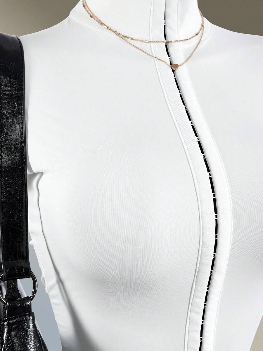 White Drawstring Sport Short Set close-up view