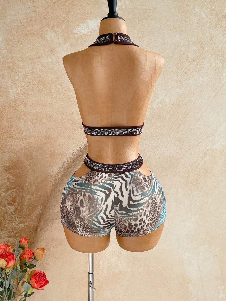 Wild Current Halter Unitard — SHEIN view 2