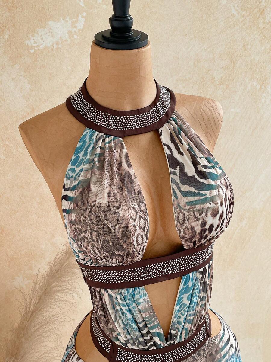 Wild Current Halter Unitard — SHEIN view 4