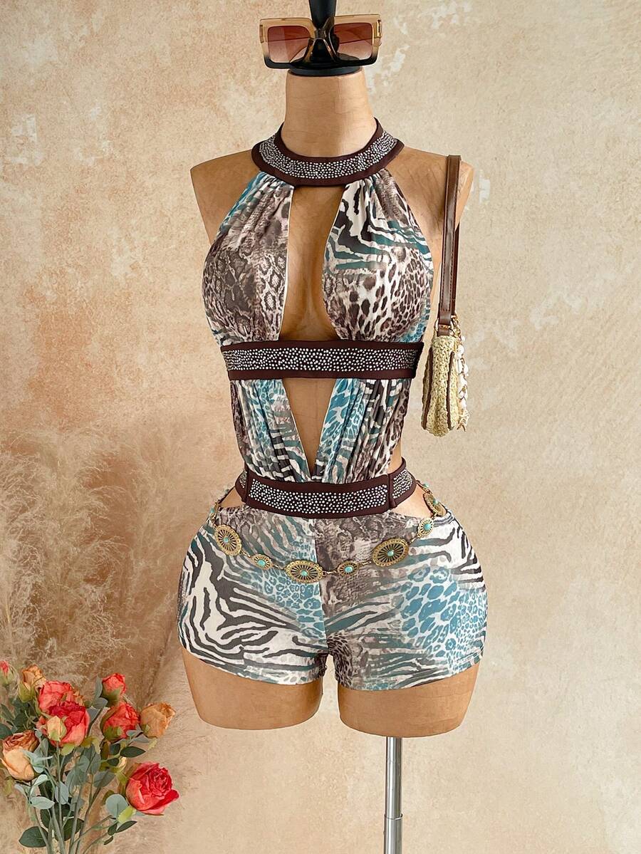 Wild Current Halter Unitard — SHEIN view 5