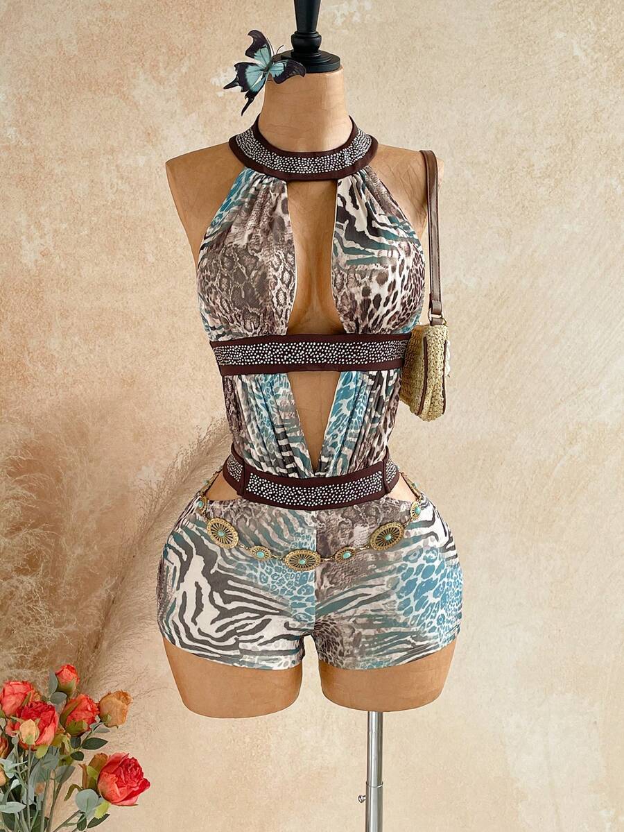 Wild Current Halter Unitard — SHEIN view 7