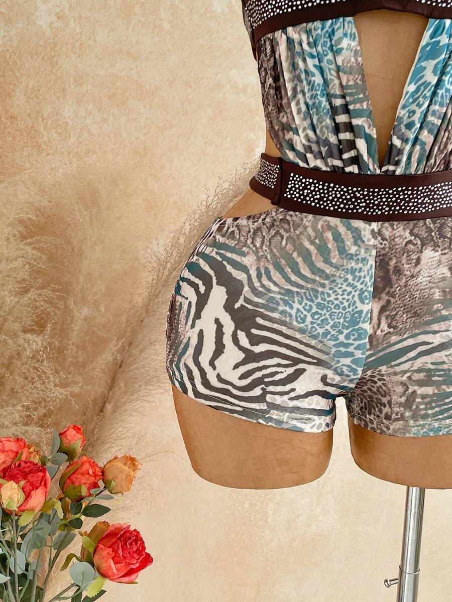 Wild Current Halter Unitard — SHEIN view 8
