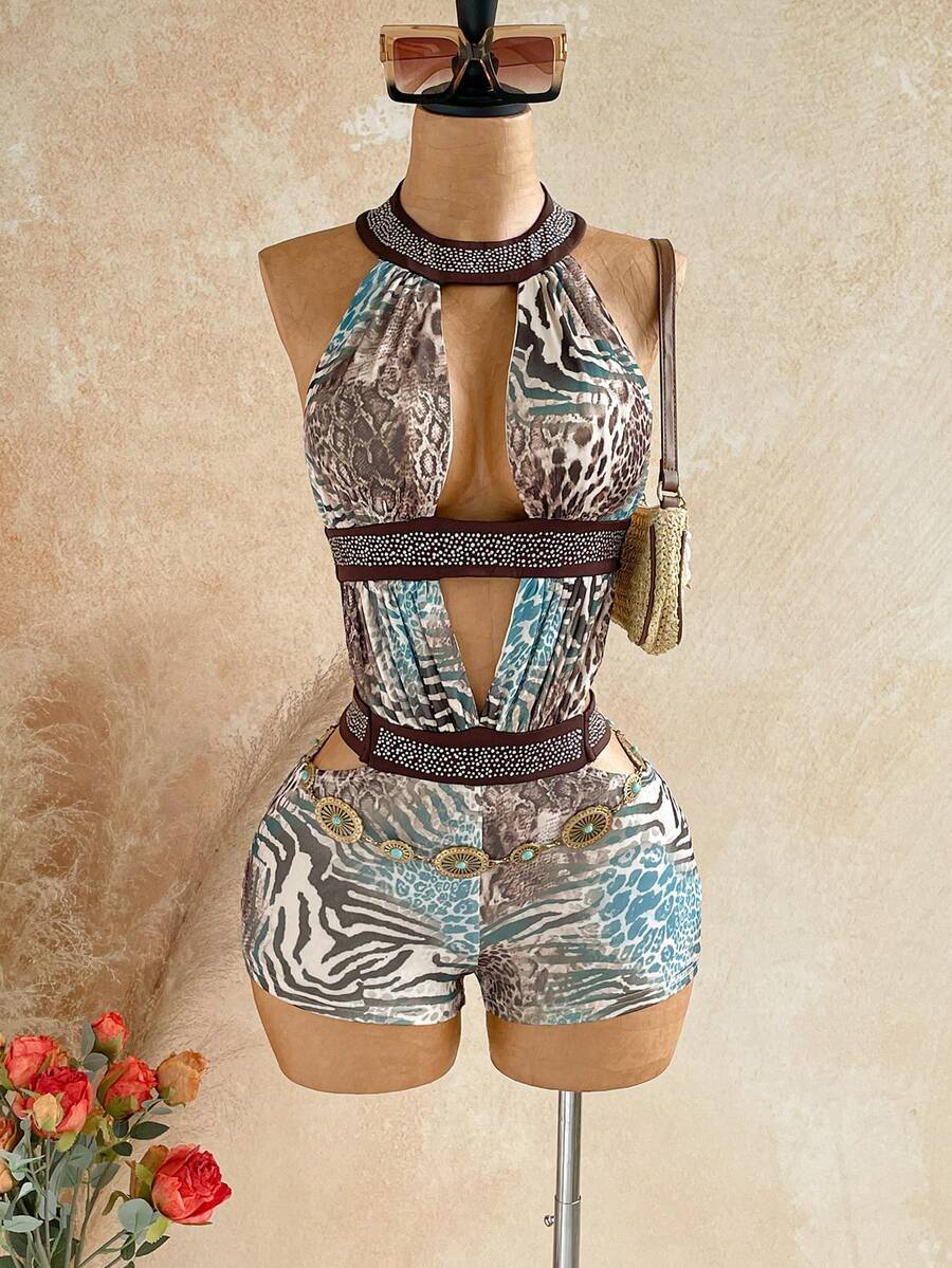 Wild Current Halter Unitard — SHEIN view 10