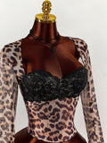 Wild Lace Leopard Long-Sleeve Top — SHEIN view 1