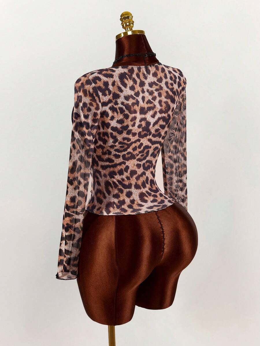 Wild Lace Leopard Long-Sleeve Top — SHEIN view 14