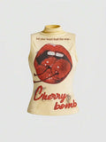 Yellow Lip Turtleneck Tank front view