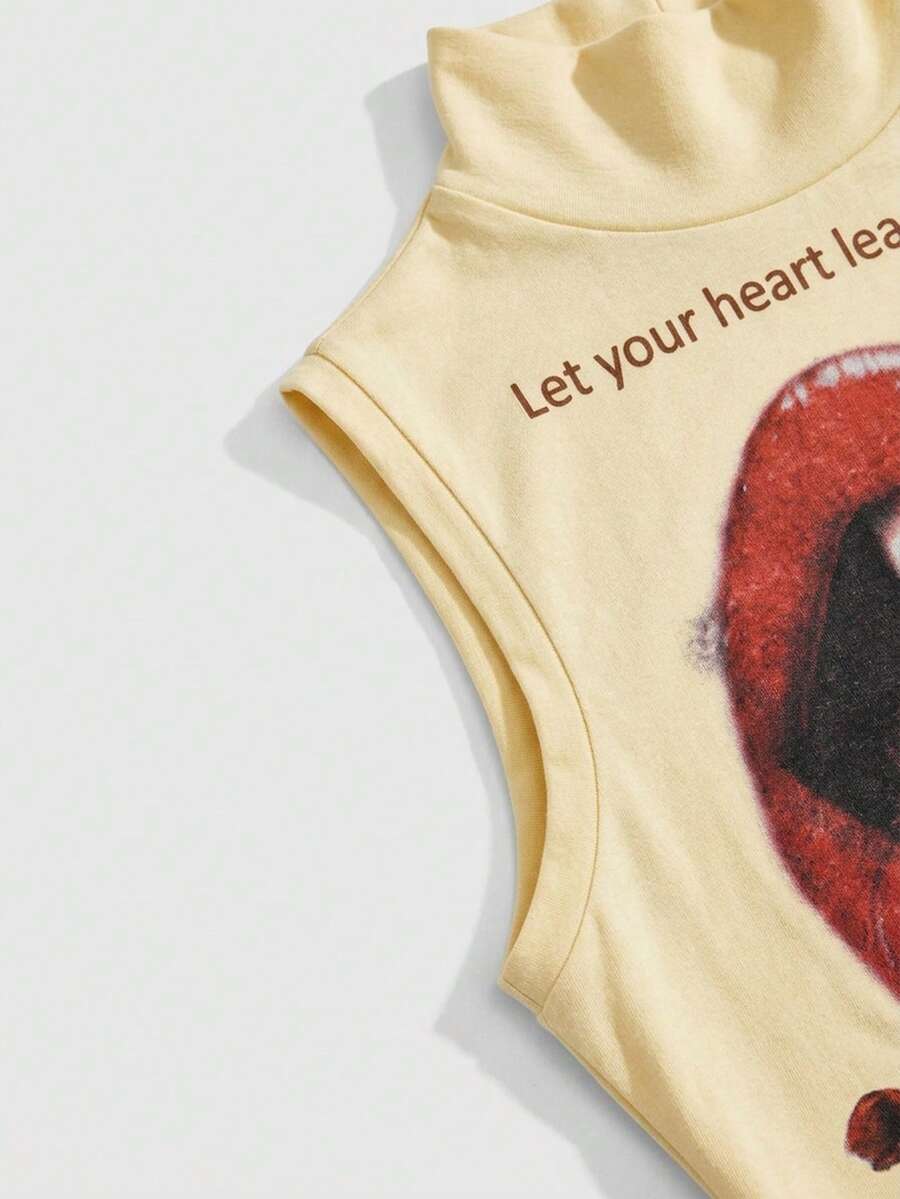 Yellow Lip Turtleneck Tank side view
