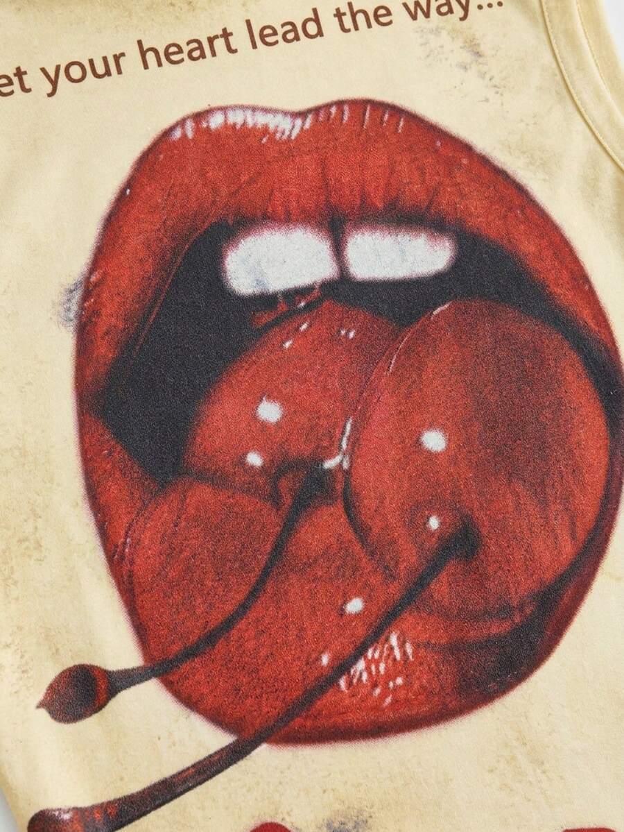 Yellow Lip Turtleneck Tank detail view